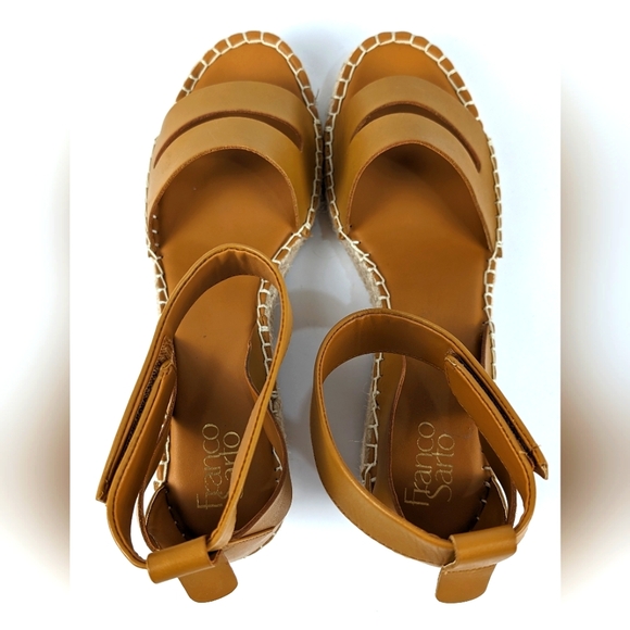 Franco Sarto Callia Brown Leather Wedge Espadrilles Sandals Ankle Strap Size 12 - Picture 7 of 10